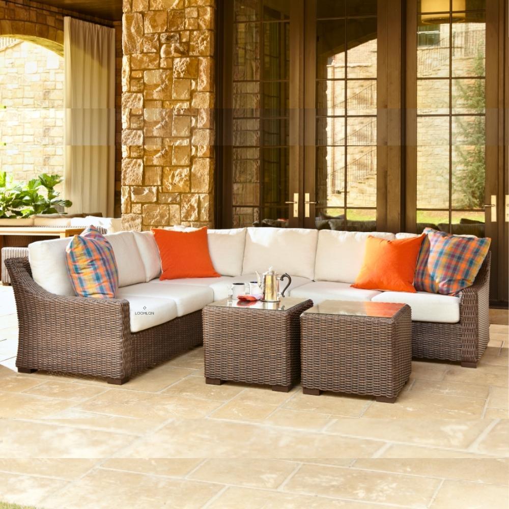 Mesa Left Arm Loveseat Premium Wicker Furniture Outdoor Modulars LOOMLAN By Lloyd Flanders