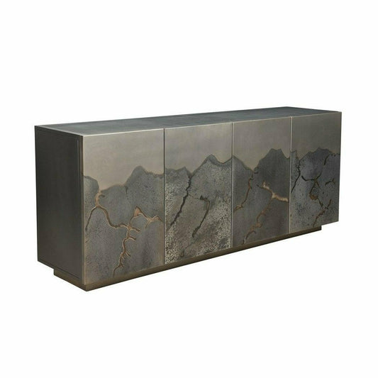 Metal Frame Gold Accents Brown Iron Frame Contemporary Sideboard Sideboards LOOMLAN By LHIMPORTS