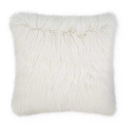 Minelli Faux Fur White Large Throw Pillow With Insert Throw Pillows LOOMLAN By D.V. Kap