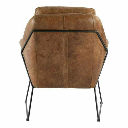 Modern Club Chair Tan Leather Armchair for Living Room Club Chairs LOOMLAN By Moe's Home