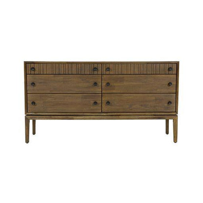 Natural Brown Solid Wood Frame West 6 Drawer Dresser Dressers LOOMLAN By LHIMPORTS