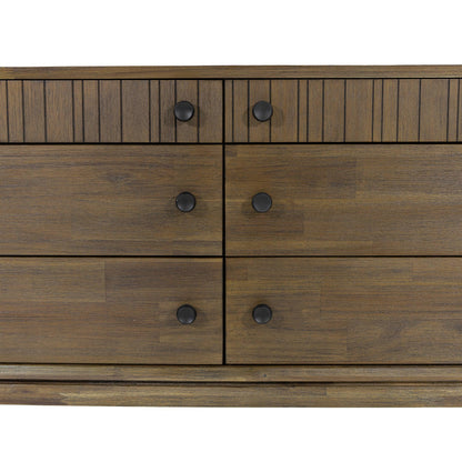 Natural Brown Solid Wood Frame West 6 Drawer Dresser Dressers LOOMLAN By LHIMPORTS