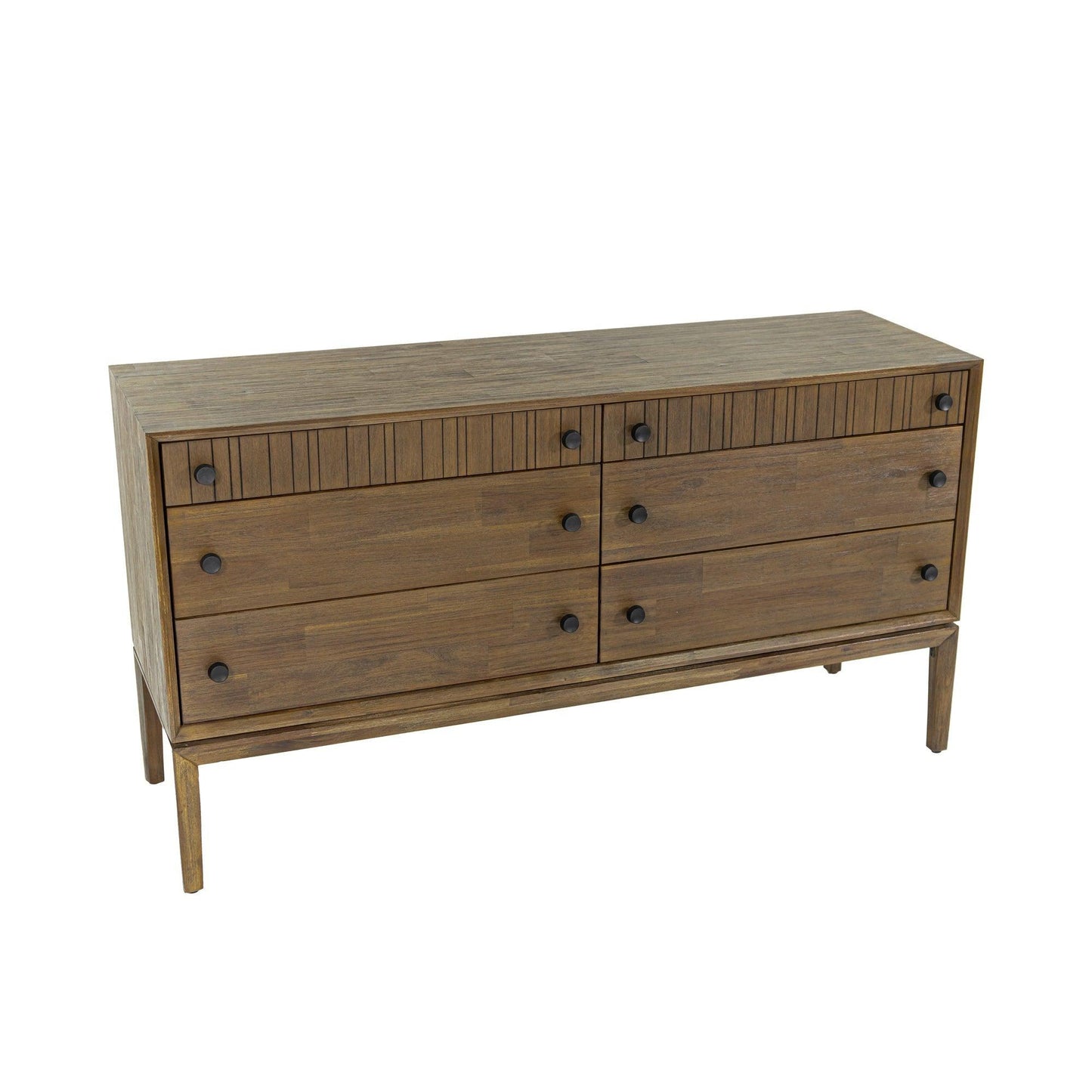 Natural Brown Solid Wood Frame West 6 Drawer Dresser Dressers LOOMLAN By LHIMPORTS