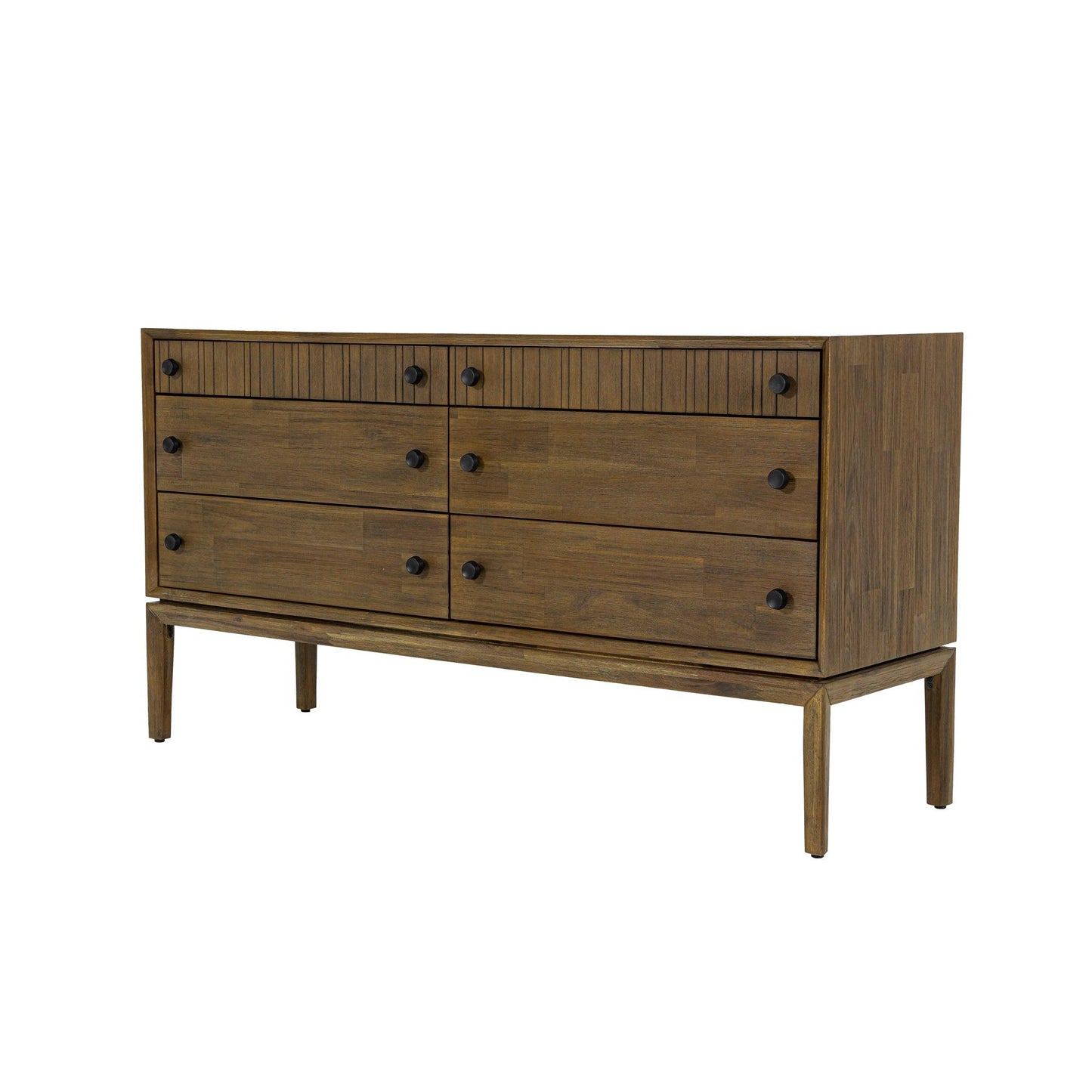 Natural Brown Solid Wood Frame West 6 Drawer Dresser Dressers LOOMLAN By LHIMPORTS