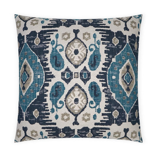 Navone Indigo Blue Turquoise Teal Large Throw Pillow With Insert Throw Pillows LOOMLAN By D.V. Kap