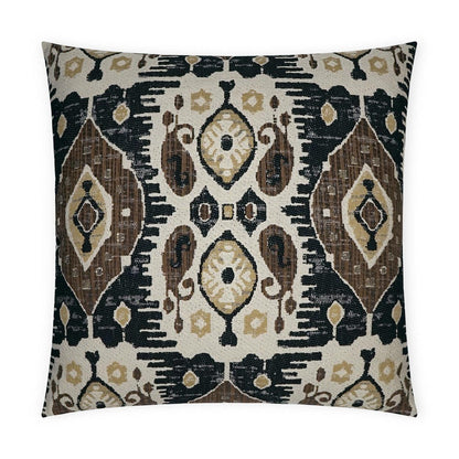 Navone Tweed Global Black Brown Large Throw Pillow With Insert Throw Pillows LOOMLAN By D.V. Kap