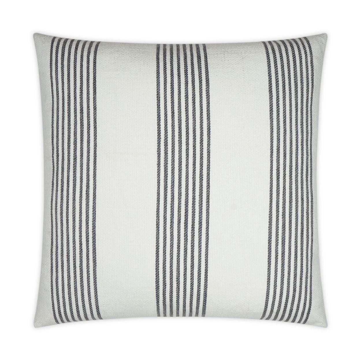 Newport Domino Stripes Nautical White Grey Large Throw Pillow With Insert Throw Pillows LOOMLAN By D.V. Kap