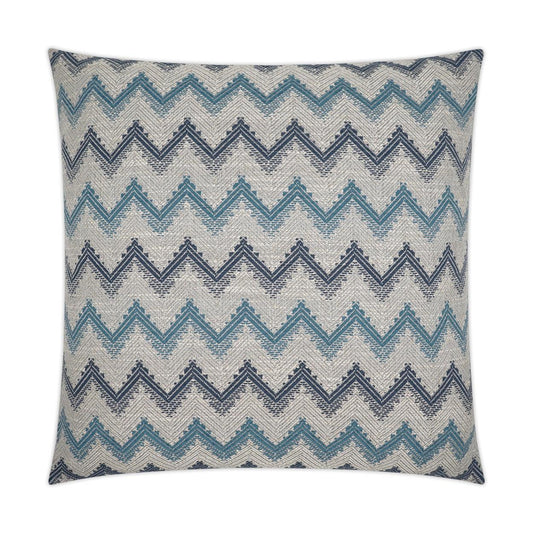 Parquet Blue Global Chevron Blue Large Throw Pillow With Insert Throw Pillows LOOMLAN By D.V. Kap