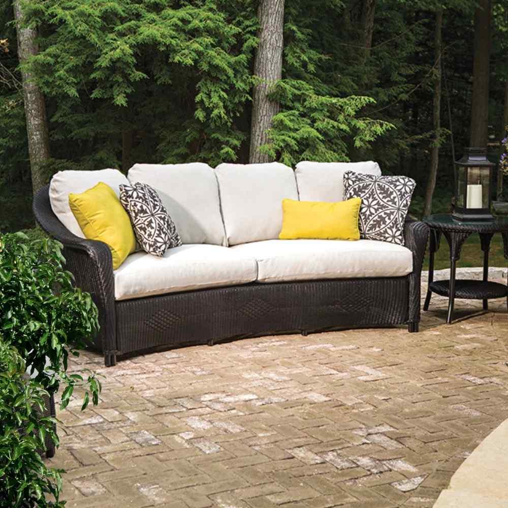 Reflections Crescent Sofa All Weather Wicker Sunbrella Cushions Outdoor Sofas & Loveseats LOOMLAN By Lloyd Flanders