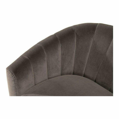 Retro Tufted Grey Velvet Bucket Chair Occasional Seating Club Chairs LOOMLAN By Moe's Home