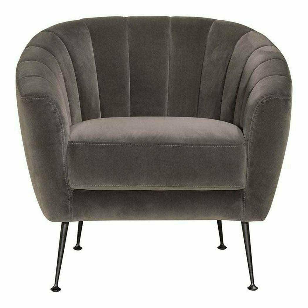 Retro Tufted Grey Velvet Bucket Chair Occasional Seating Club Chairs LOOMLAN By Moe's Home