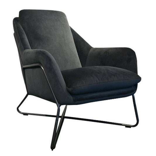 Romeo Lounge Chair Dark Grey Velvet Upholstered Seat Over Iron Base Club Chairs LOOMLAN By LHIMPORTS