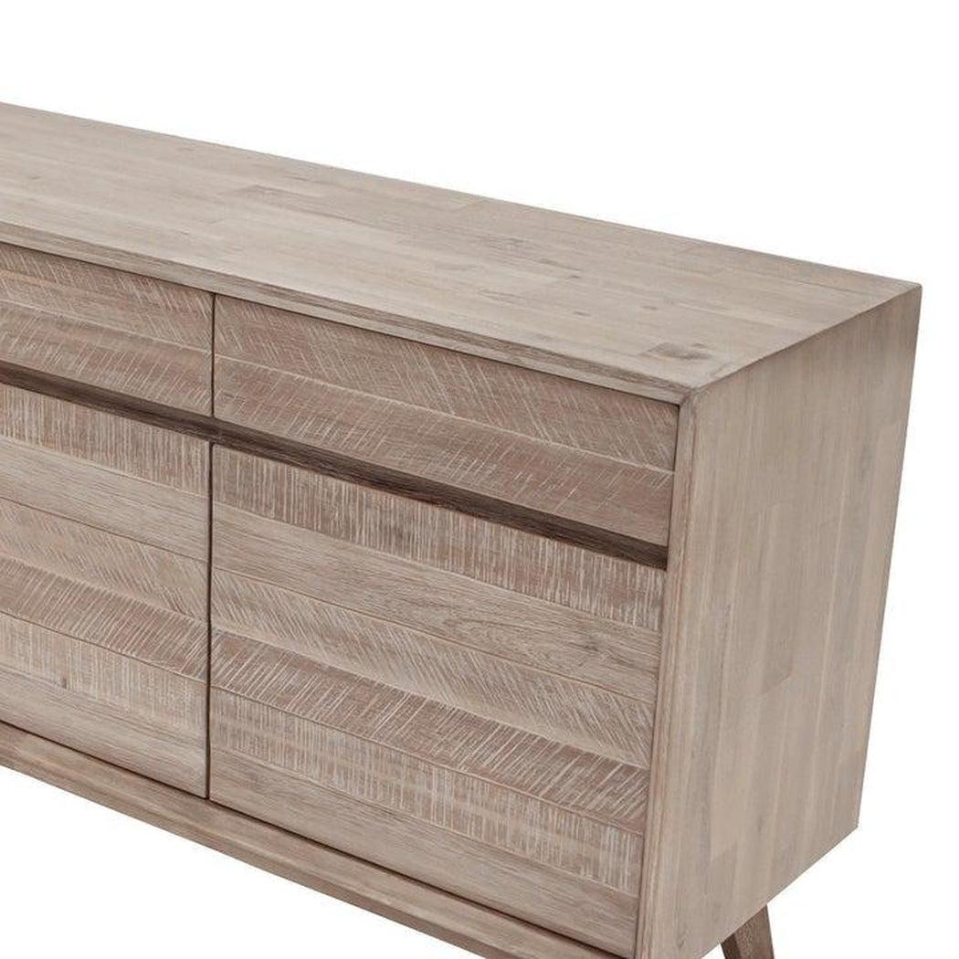 Rustic Natural Brown Solid Acacia Wood Sideboard With Drawers Sideboards LOOMLAN By LHIMPORTS