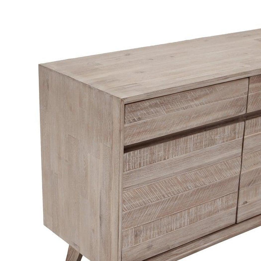 Rustic Natural Brown Solid Acacia Wood Sideboard With Drawers Sideboards LOOMLAN By LHIMPORTS