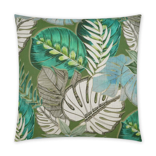 D.V. Kap St. Lucia Floral Beach Green Large Throw Pillow Insert