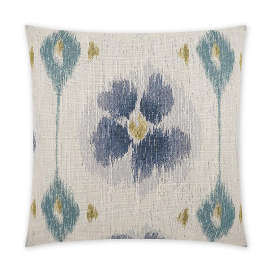 D.V. Kap Tamarix Indigo Floral Blue Teal Large Throw Pillow
