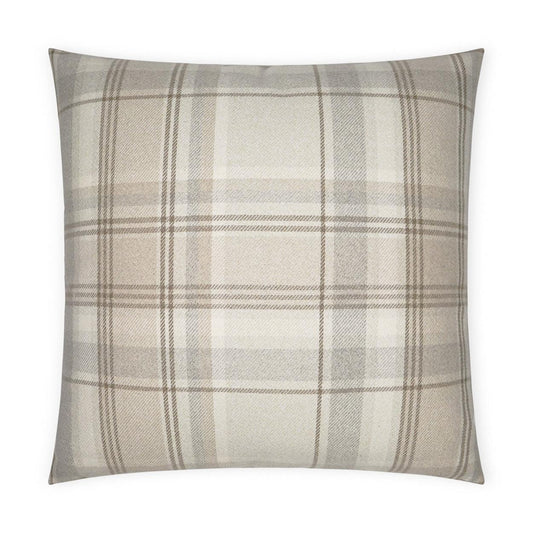 D.V. Kap Tartan Buff Plaid Check Tan Brown Large Throw Pillow