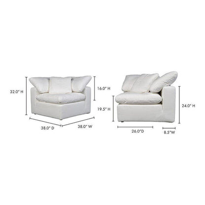 Terra Condo White Stain Resistant Performance Modular Corner Chair Modular Components LOOMLAN By Moe's Home