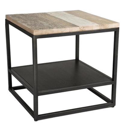 Two-Tone Square Side Table With Shelves Wood Top With Base Side Tables LOOMLAN By LHIMPORTS