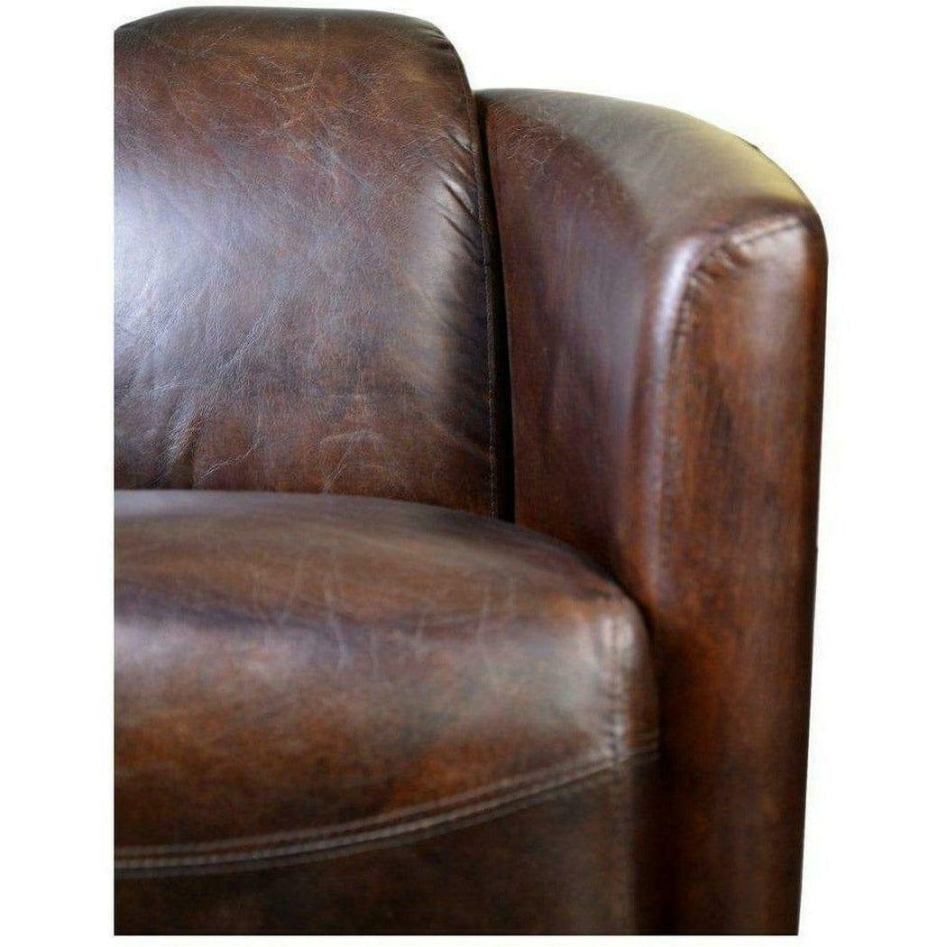 Unique Form 3 Legs Brown Leather Club Chair Retro Club Chairs LOOMLAN By Moe's Home