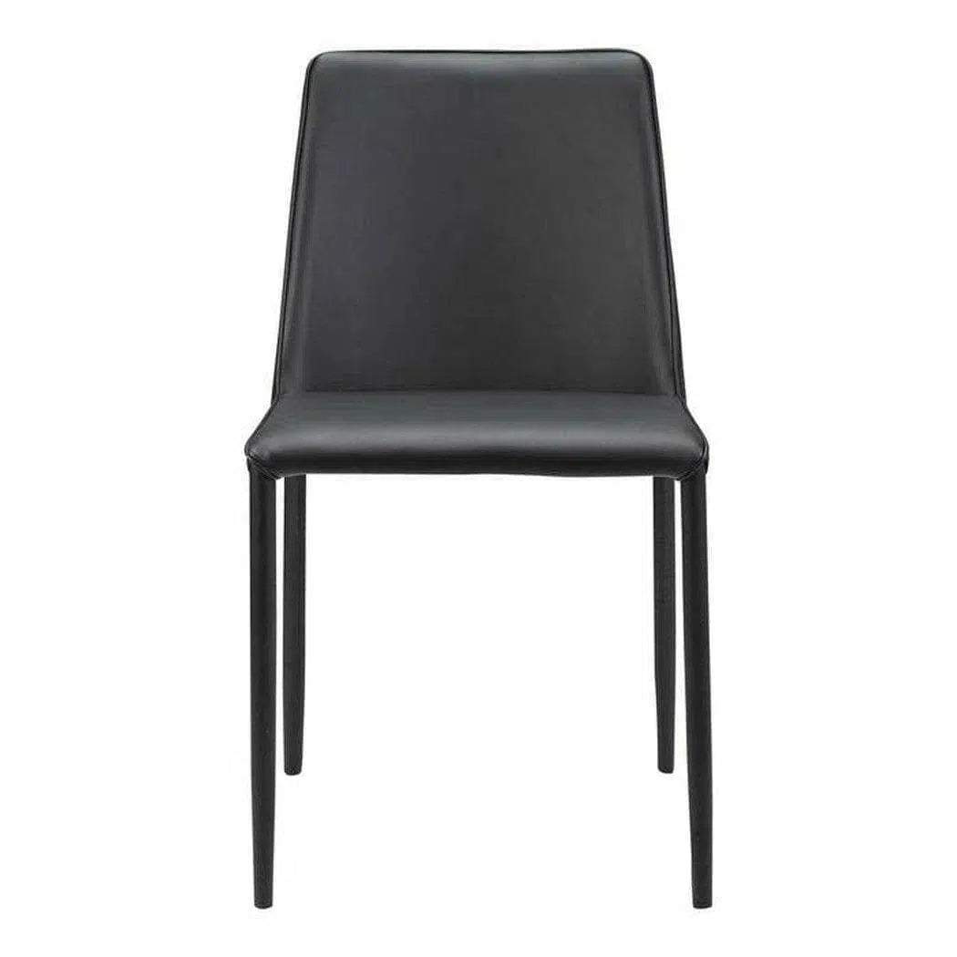 Upholstered Legs Nora Dining Chair Black Vegan Leather Set of 2 Dining Chairs LOOMLAN By Moe's Home