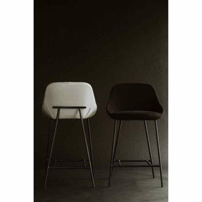 Vegan Leather Black Low Back Bar Height Stool Metal Legs Bar Stools LOOMLAN By Moe's Home