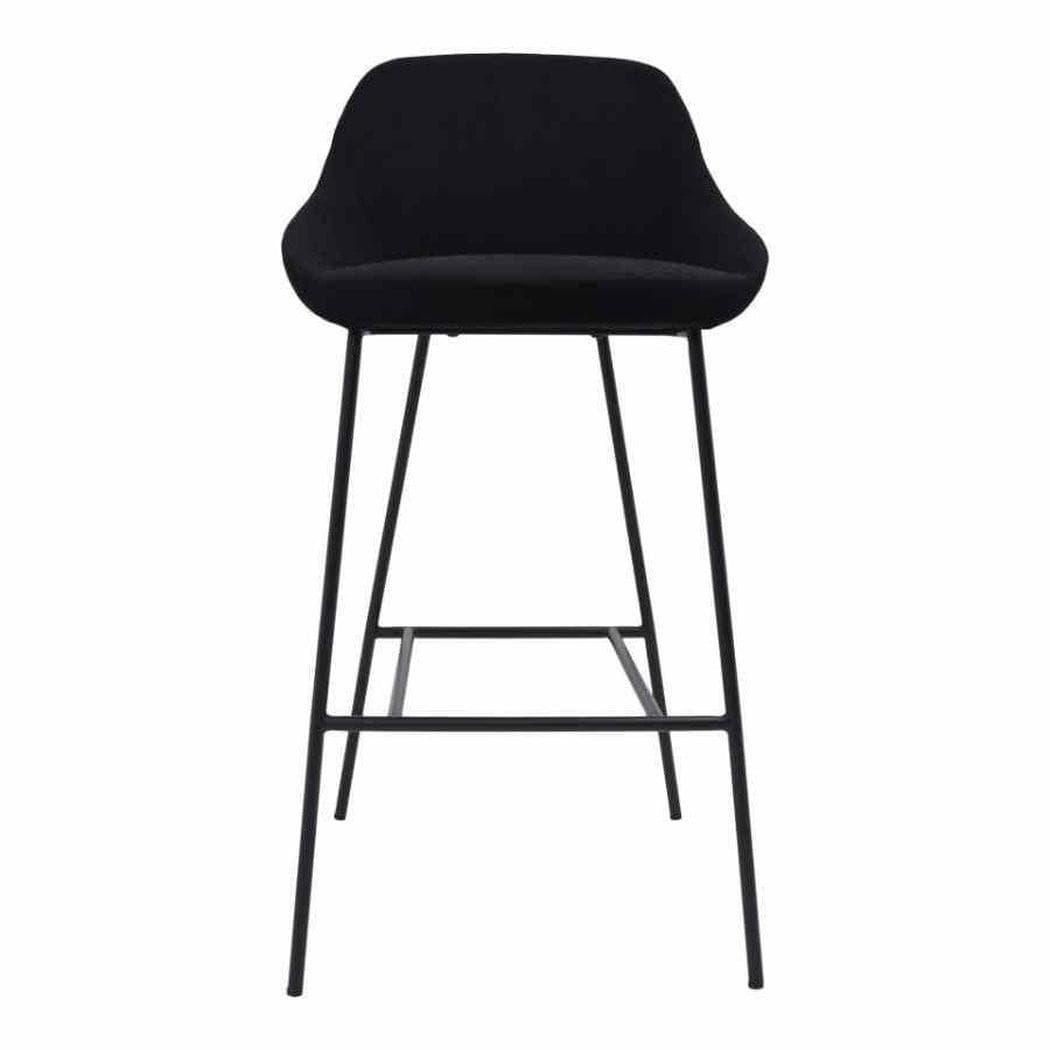 Vegan Leather Black Low Back Bar Height Stool Metal Legs Bar Stools LOOMLAN By Moe's Home