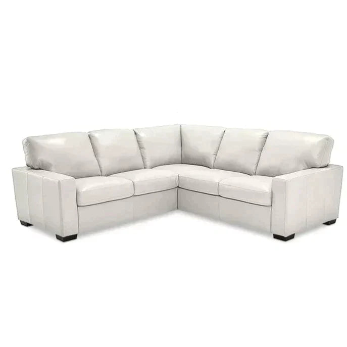 Virginia Symmetrical White Leather Sectional Sofa Made to Order Sectionals LOOMLAN By Uptown Sebastian