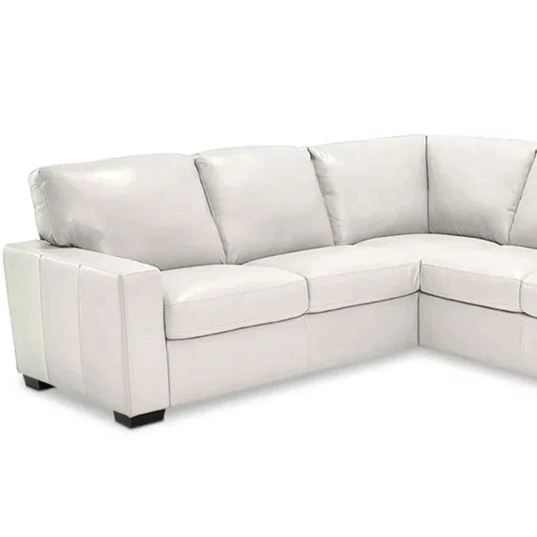 Virginia Symmetrical White Leather Sectional Sofa Made to Order Sectionals LOOMLAN By Uptown Sebastian