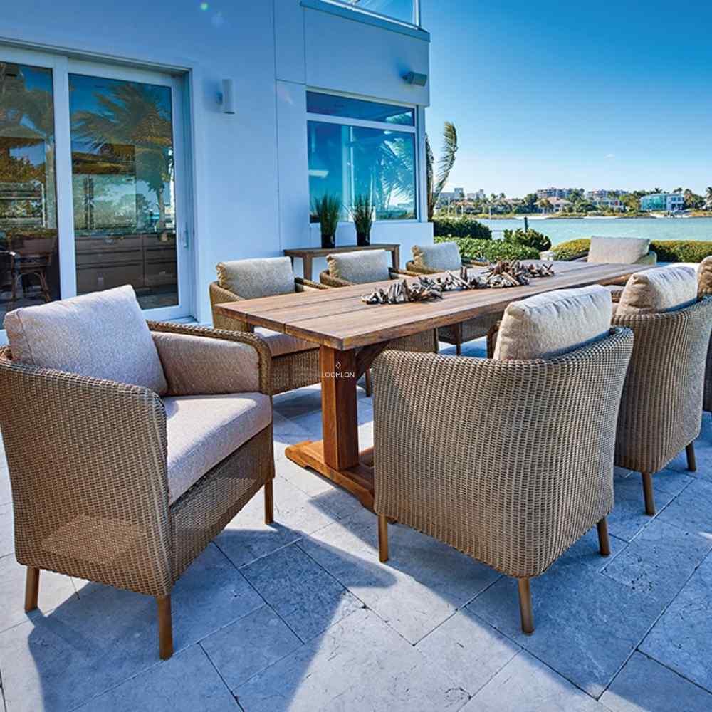 Visions Dining Armchair Premium Wicker Furniture Outdoor Dining Chairs LOOMLAN By Lloyd Flanders