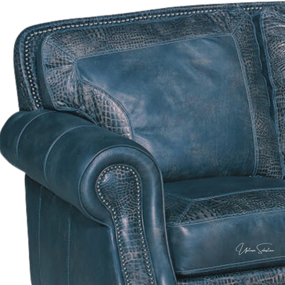 Croc Accent Leather Sofa, Western Furniture