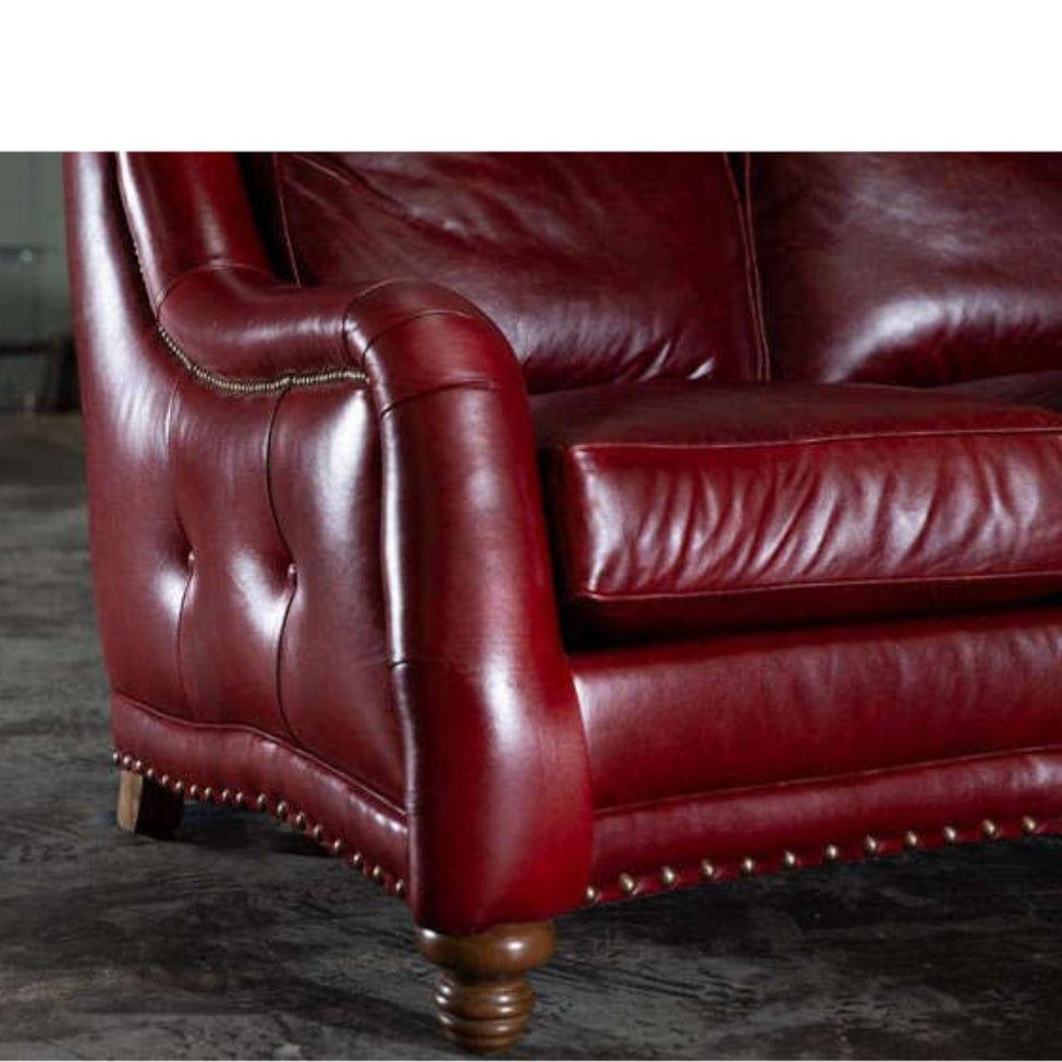 Williamsburg Burgundy Red Leather Sofa Made In the USA Sofas & Loveseats LOOMLAN By Uptown Sebastian