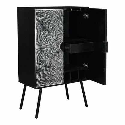 Wine Cabinet Black and White Retro Bar Home Bar Cabinets LOOMLAN By Moe's Home