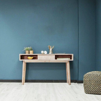 LH Home Wood  Wood Base Color Slim Console Sofa Table Shelves