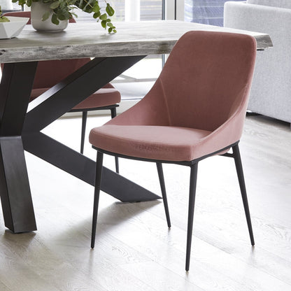 Modern Pink Velvet Dining Chair Set of 2